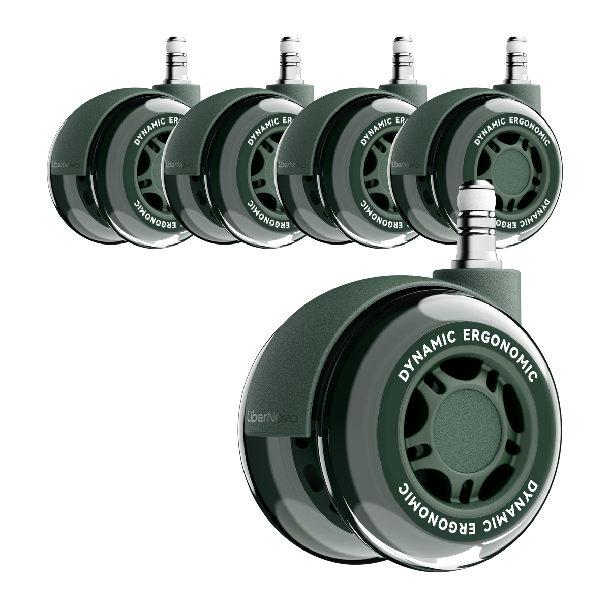 Libernovo 2.95" Dual Rubber Chair Wheels - Effortless Glide for Carpet & Hardwood Floors
